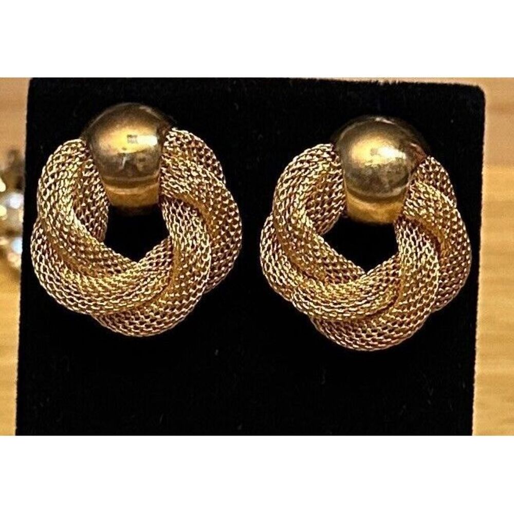 ELEGANT RARE VINTAGE ESTATE AVON‎ GOLD TONE MESH PIERCED EARRINGS! - Picture 4 of 4